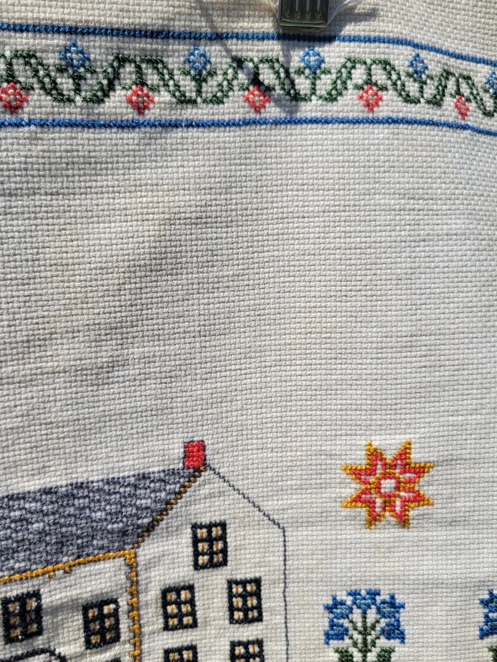 VTG Handmade Finished Cross Stitch 16x21 